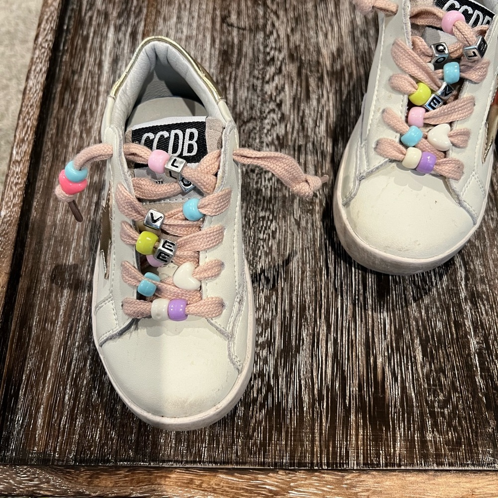 Kids White Sneakers with Colorful Beads